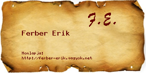 Ferber Erik névjegykártya